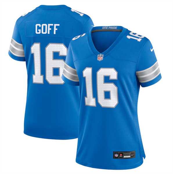 Women%27s Detroit Lions #16 Jared Goff Blue Stitched Jersey Dzhi